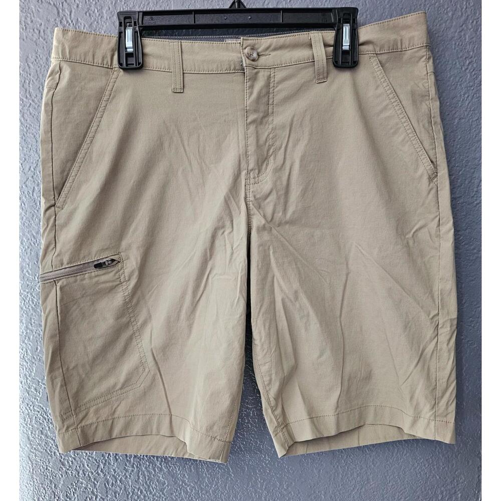 Men's Weatherproof Vintage Chino Shorts Size 36 Reg Fit Pockets Beige Flat Front